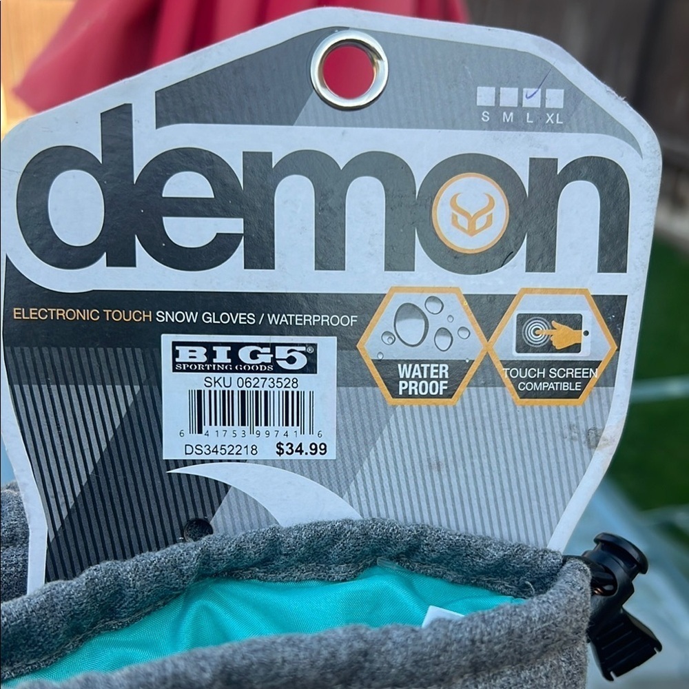 Gray Waterproof Snow Gloves View 6